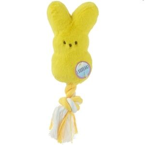 Peeps Squeaky Rope Dog Toy nwt yellow 7” Plush Bunny rabbit Easter
